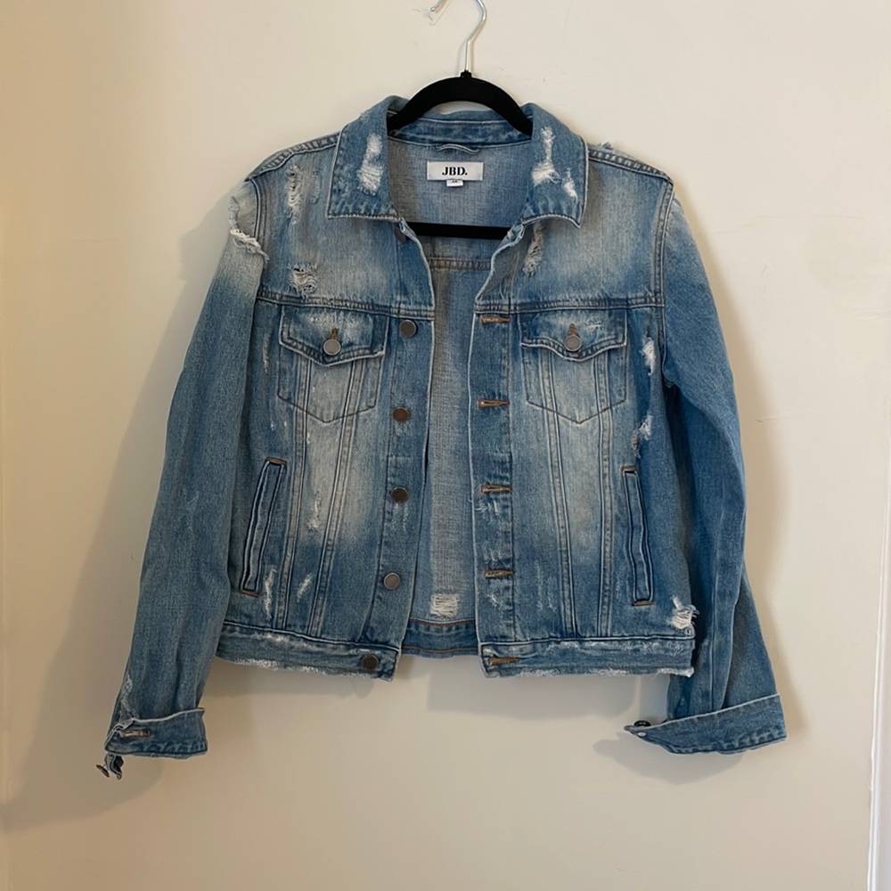 Distressed denim jacket